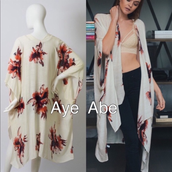 Floral Print Kimono Wrap Scarf Cover Up Beach - Picture 4 of 5